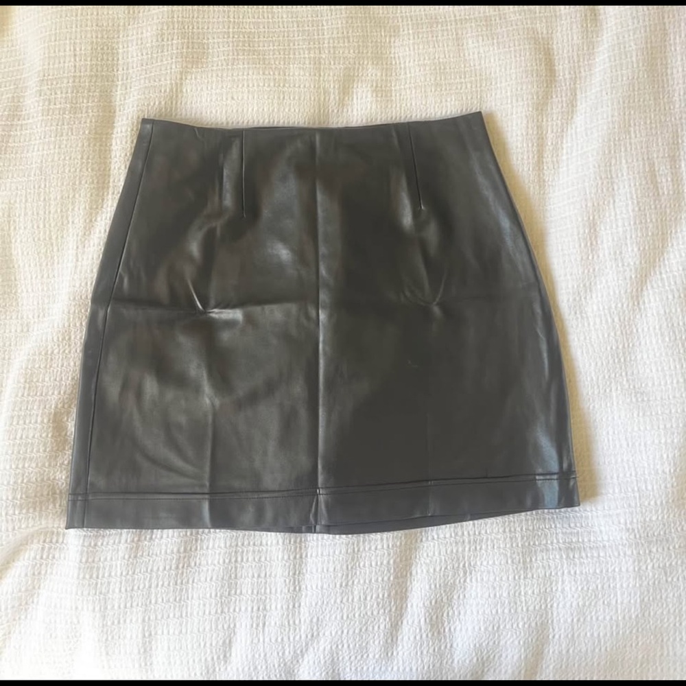 Aritzia Black Leather Mini Skirt